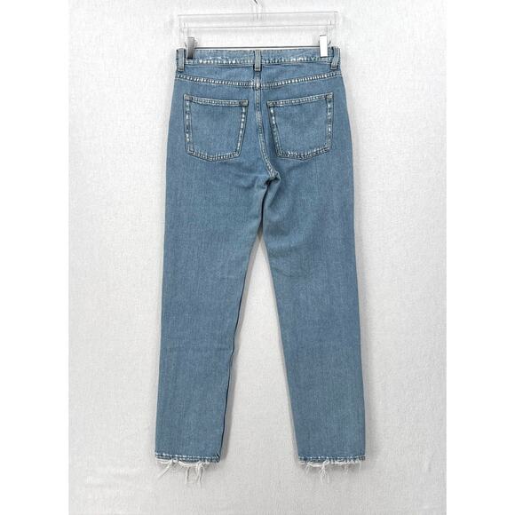 ACNE STUDIOS Boy Indigo Fray Jean Womens 26 Light Wash Distressed Tapered Slim - Picture 4 of 16